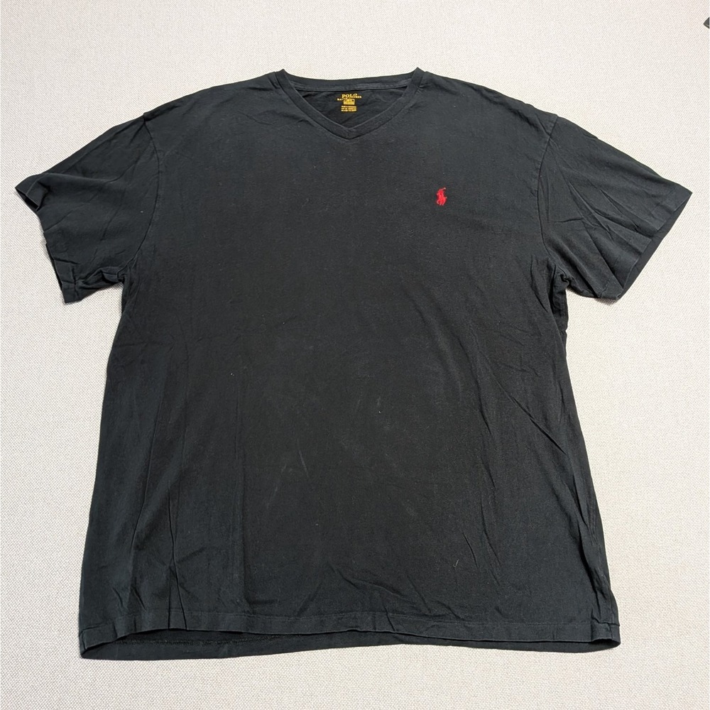Polo Ralph Lauren Men's Black 1XB Big & Tall V-Neck T-Shirt Cotton Tee